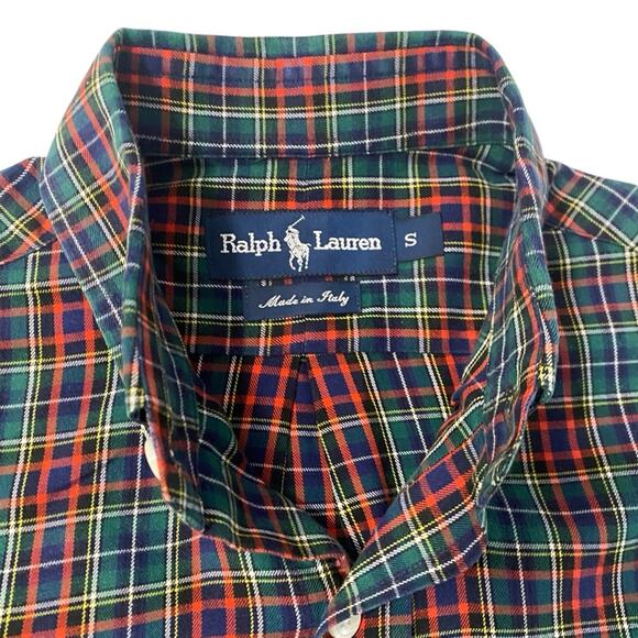 Men's Ralph Lauren Classic Fit Long Sleeve Green, Red and Blue Plaid Button Down - Picture 2 of 10